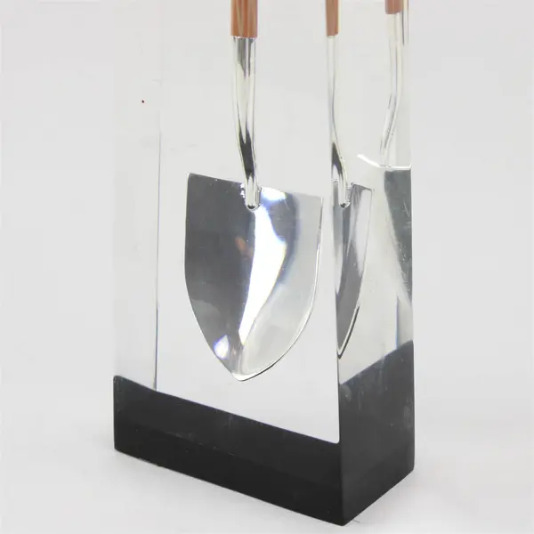 Professional Polished Chrome Ceremonial Shovel Wood Handle Display Case