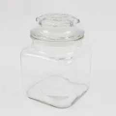 Square Clear Glass Apothecary Jar with Decorative Lid Kitchen Storage