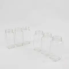 Set of 6 Clear Square Glass Jars No Lids Spice Storage Organizer