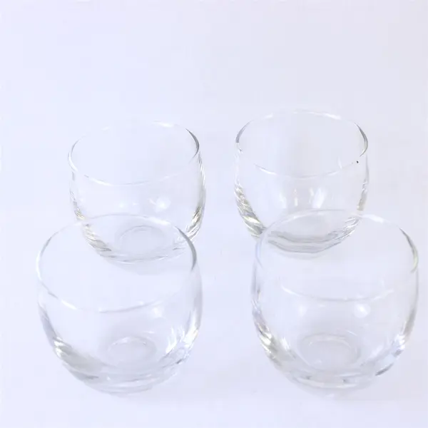 Set of 4 Barrel Shaped Glass Tumblers Drinking Glasses