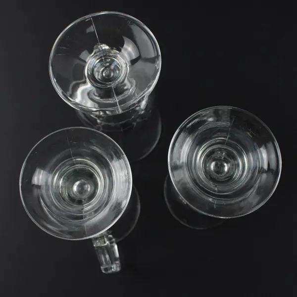 Assorted Mixed Set of 4 Clear Pressed Glass Coffee Mugs Pedestal Base