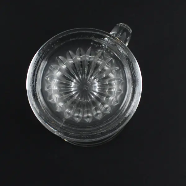Assorted Mixed Set of 4 Clear Pressed Glass Coffee Mugs Pedestal Base