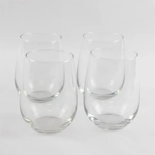 Set of 4 Stemless Wine Glasses Clear Pre-Owned