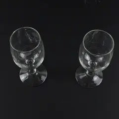 Set of 2 Clear Etched Wine Glasses 6.5 oz Stemmed Decorative