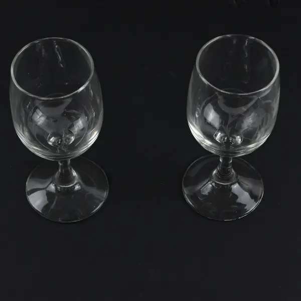 Set of 2 Clear Etched Wine Glasses 6.5 oz Stemmed Decorative