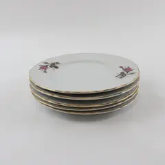 Lot of 5 Vintage Fine China Moss Rose Salad Plates 7.5 in