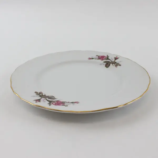 Lot of 5 Vintage Fine China Moss Rose Salad Plates 7.5 in
