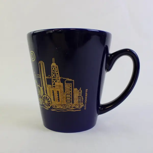 Lot of 2 Ceramic Coffee Mugs Chicago Grand Canyon Blue White