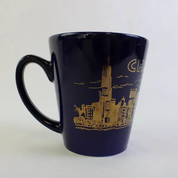 Lot of 2 Ceramic Coffee Mugs Chicago Grand Canyon Blue White