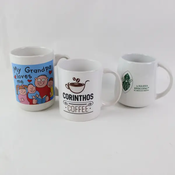 Lot of 3 White Ceramic Coffee Mugs Unbranded