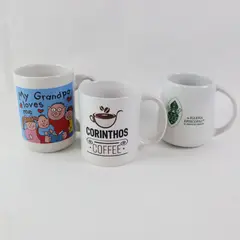 Lot of 3 White Ceramic Coffee Mugs Unbranded