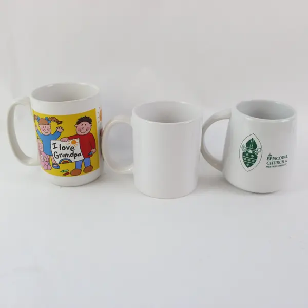 Lot of 3 White Ceramic Coffee Mugs Unbranded