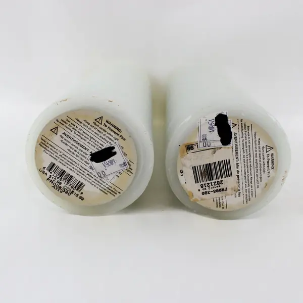 Set of 2 Cream Bluish Tint Unscented Pillar Candles 9.25" Decor