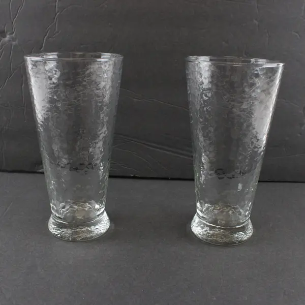 Set of 2 Southern Living Sippers Hammered Texture Glass Tumblers 22 oz