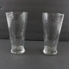 Set of 2 Southern Living Sippers Hammered Texture Glass Tumblers 22 oz
