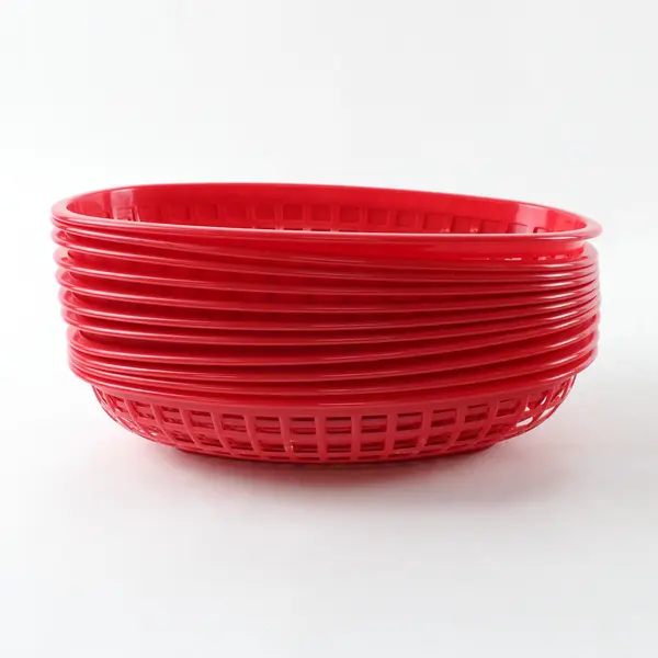Lot of 12 Red Plastic Fast Food Serving Baskets Restaurant Supply