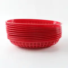 Lot of 12 Red Plastic Fast Food Serving Baskets Restaurant Supply