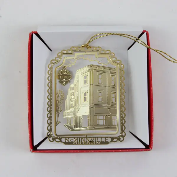 9th Edition Mack Theater McMinnville OR Ornament Boxed 24K Gold Finish Brass