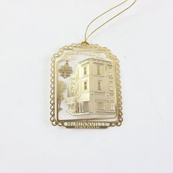 9th Edition Mack Theater McMinnville OR Ornament Boxed 24K Gold Finish Brass