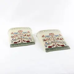 Crazy Mountain Tree of Life Bird Metal Wall Hanging Containers Cream