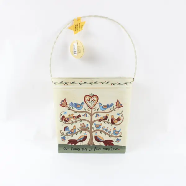Crazy Mountain Tree of Life Bird Metal Wall Hanging Containers Cream