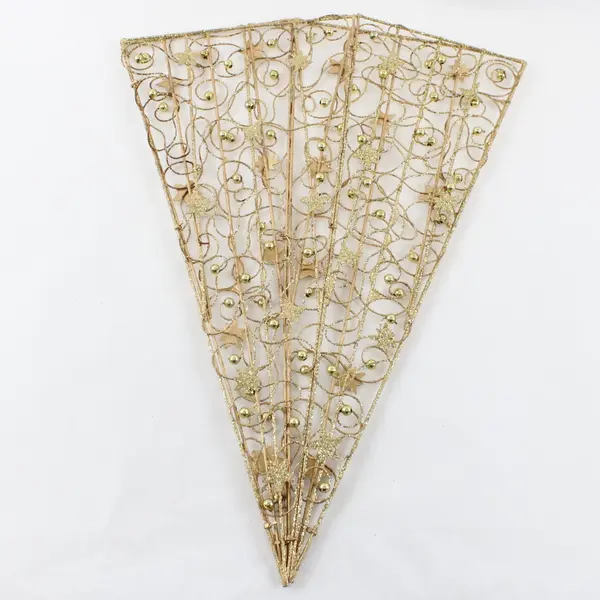 Gold Glitter Star Mesh Wire Decorative Branch Spray Swirls Accents