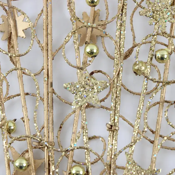 Gold Glitter Star Mesh Wire Decorative Branch Spray Swirls Accents