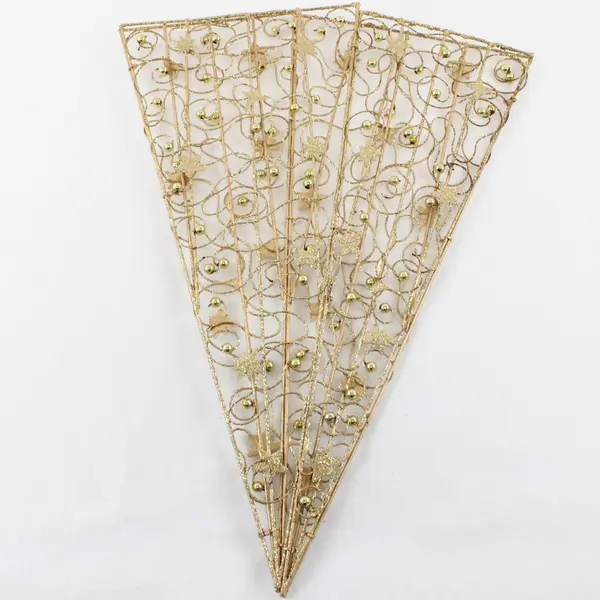 Gold Glitter Star Mesh Wire Decorative Branch Spray Swirls Accents