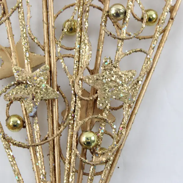 Gold Glitter Star Mesh Wire Decorative Branch Spray Swirls Accents