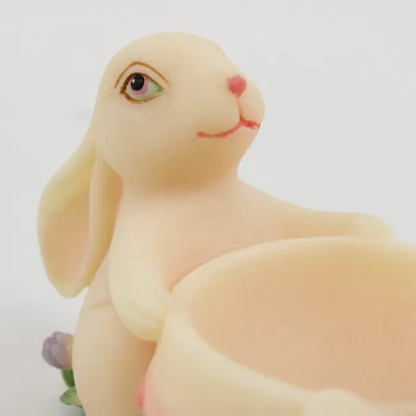 Department 56 Twin Bunny Easter Egg Tealight Candle Holder Floral Resin