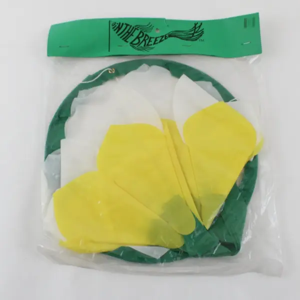 In the Breeze 10in Windsock Green Yellow White Outdoor Garden Decor