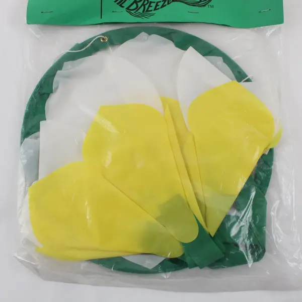 In the Breeze 10in Windsock Green Yellow White Outdoor Garden Decor