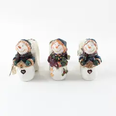 Vintage Snowman Napkin Rings Set of 3 Christmas Holiday Table Decor