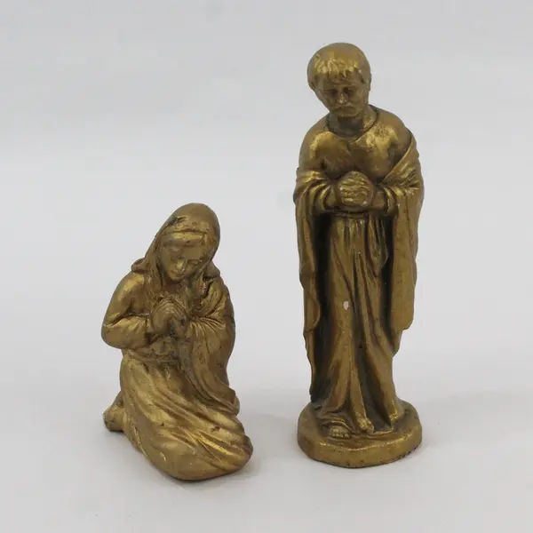 1990 CBK Gold Resin 6 Piece Nativity Figurine Set Mary Joseph Jesus Wise Men