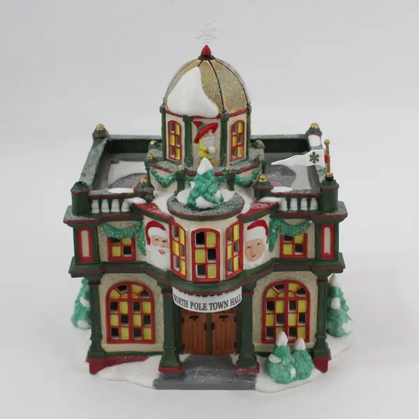 2003 Dept 56 North Pole Town Hall 56767 Lighted Musical Village