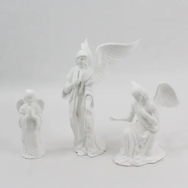 1989 Lenox The Nativity Angels in Adoration 3 Pc Set White Porcelain 