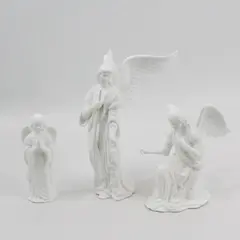 1989 Lenox The Nativity Angels in Adoration 3 Pc Set White Porcelain 