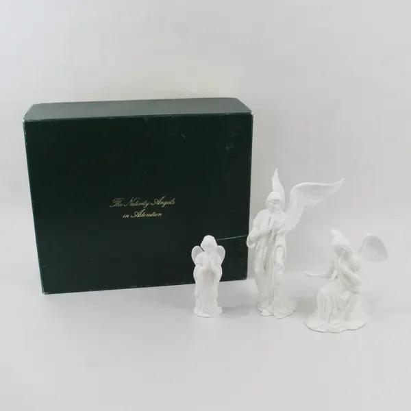 1989 Lenox The Nativity Angels in Adoration 3 Pc Set White Porcelain 