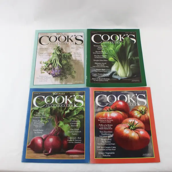 Lot of 4 Cook's Illustrated Magazine Recipe and Cooking Tips, 2022, 2023, 2025
