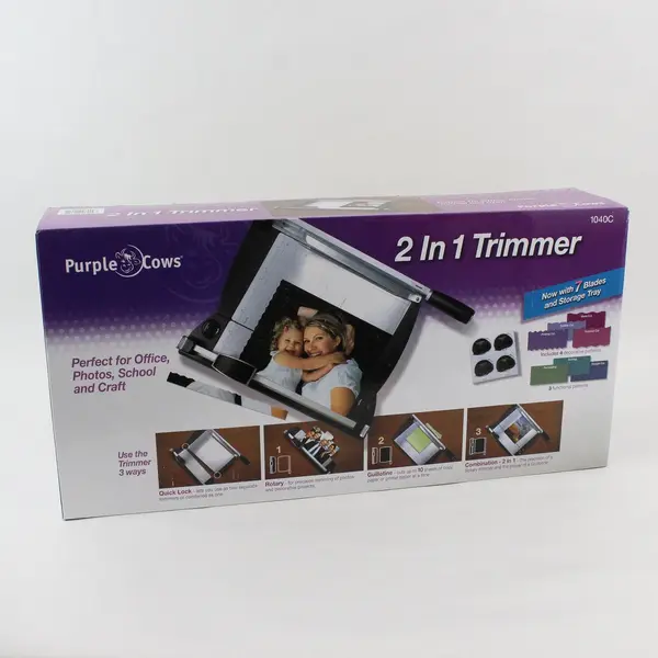 Purple Cows 2-in-1 Photo Paper Trimmer Craft School Tool 1040C