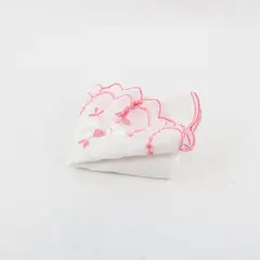 Vintage Ladies Floral Pink and White Embroidered Handkerchief