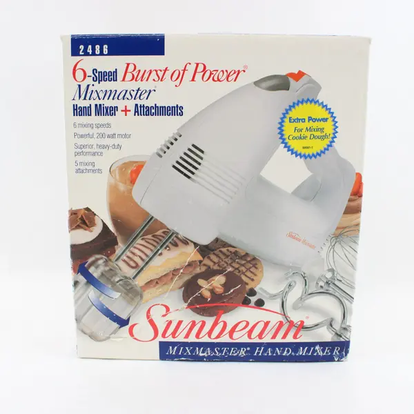 Vintage Sunbeam Mixmaster 2486 200W 6-Speed Hand Mixer Attachments