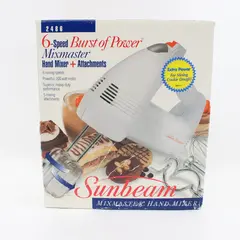 Vintage Sunbeam Mixmaster 2486 200W 6-Speed Hand Mixer Attachments