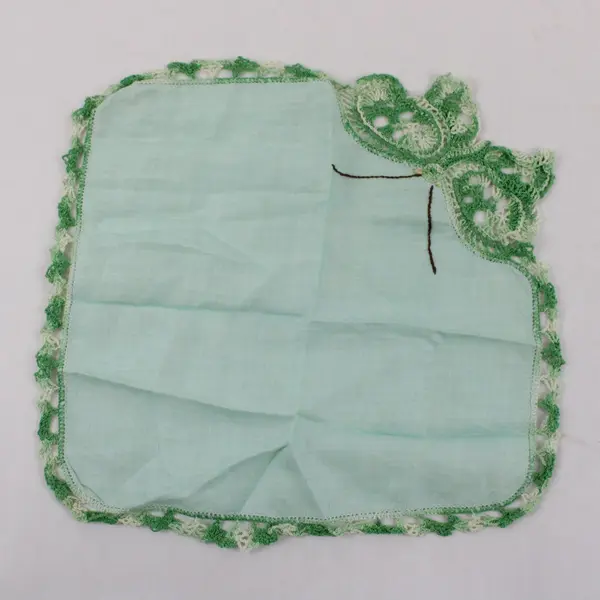 Vintage Green Crocheted Butterfly Handkerchief