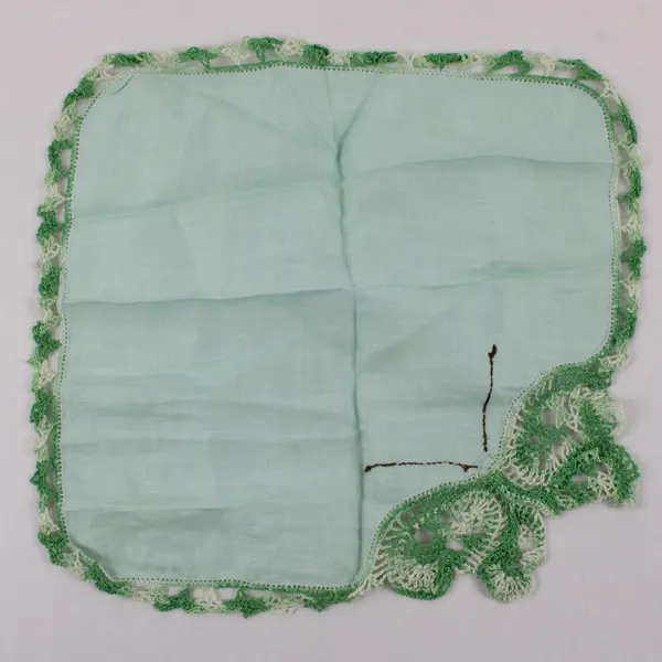 Vintage Green Crocheted Butterfly Handkerchief