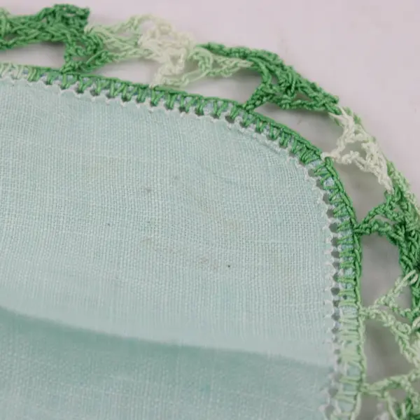Vintage Green Crocheted Butterfly Handkerchief