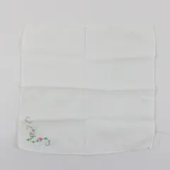 Vintage White Floral Embroidered Handkerchief