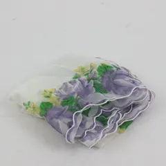 Vintage Yellow & Purple Floral Print Sheer Handkerchief