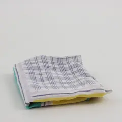 Vintage Teal Yellow Purple Plaid Handkerchief 12 x 12 Inches