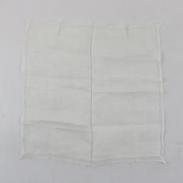 Vintage Off-White Lace Trim Handkerchief